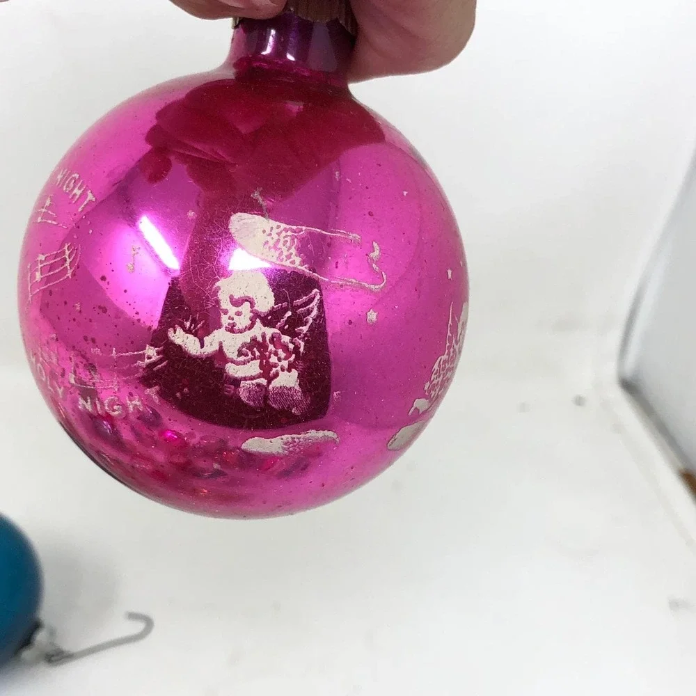 Vintage Mercury Glass Christmas Ornaments Lot of 17 Reflector UFO Teardrop